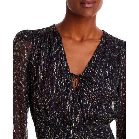 AQUA Metallic Dot Smocked Mini Dress - Picture 5 of 6